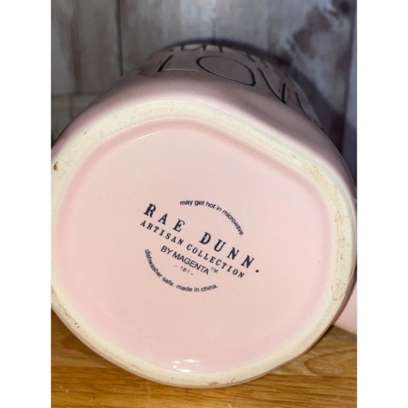 Rae Dunn Ceramic Pink Bunny Love Coffee Tea Mug Easter Rabbit Bunny Topper Lid - Picture 9 of 9